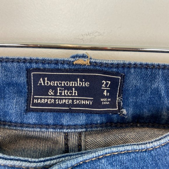 Abercrombie & Fitch Harper Super Skinny Jeans Mid-rise Distressed Blue Size 27 - Picture 5 of 11
